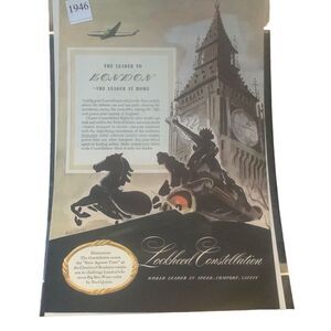 Vintage 1946 Lockheed Constellation Leader to London Ad Advertisement